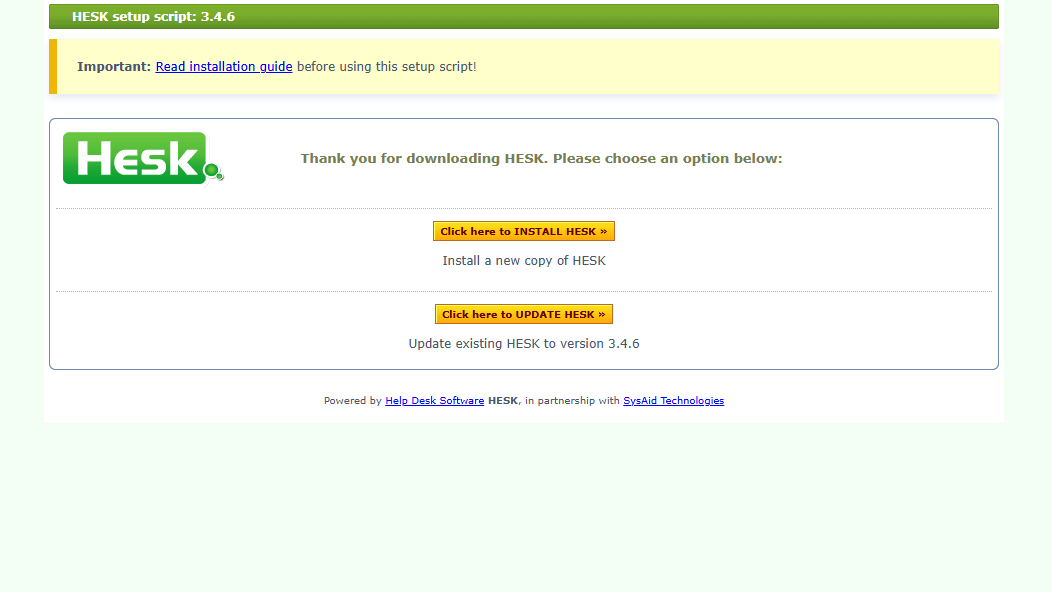 Installing Hesk